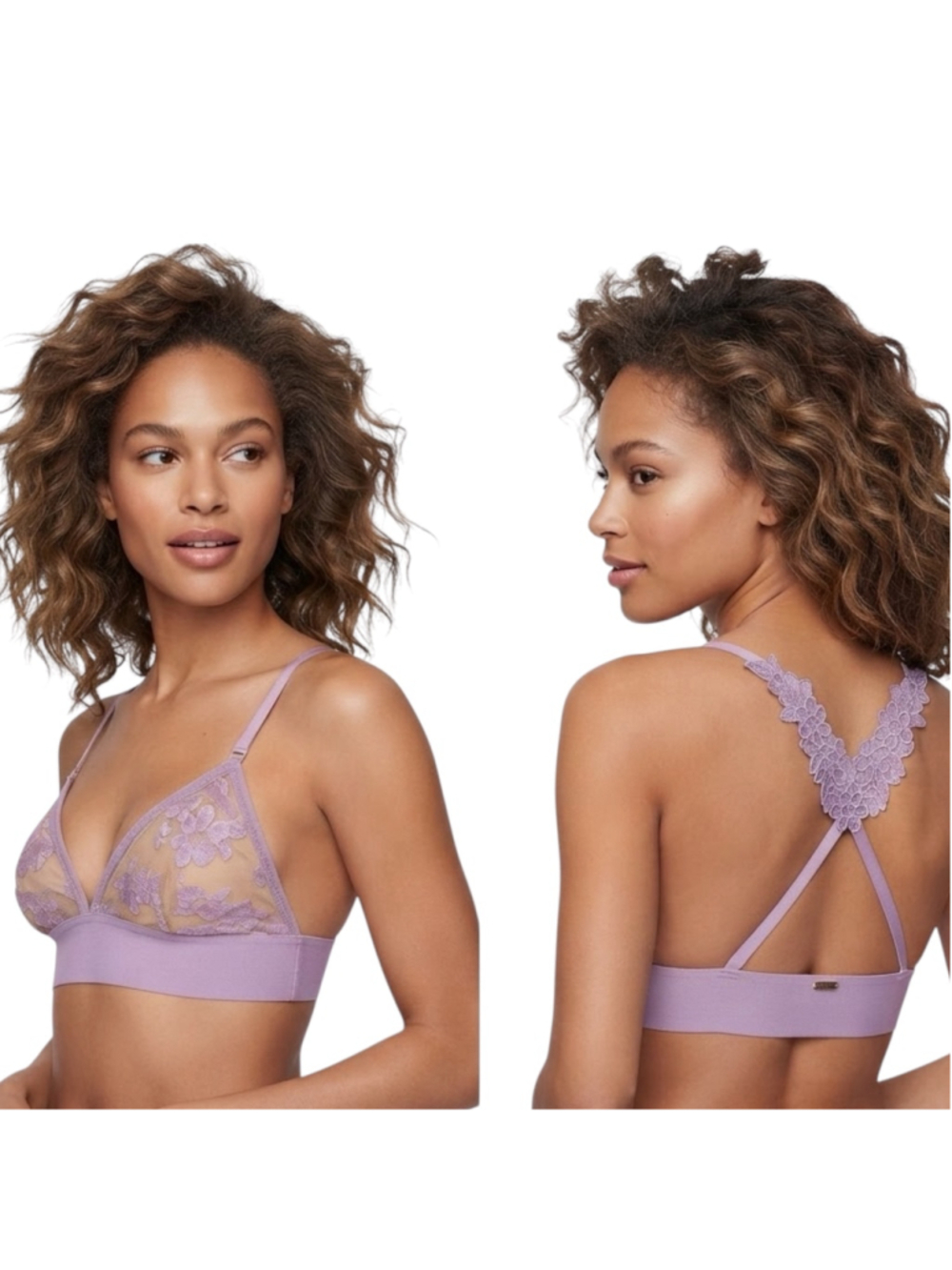 Victoria’s Secret PINK Lavender Floral Lace Racerback Bralette Small